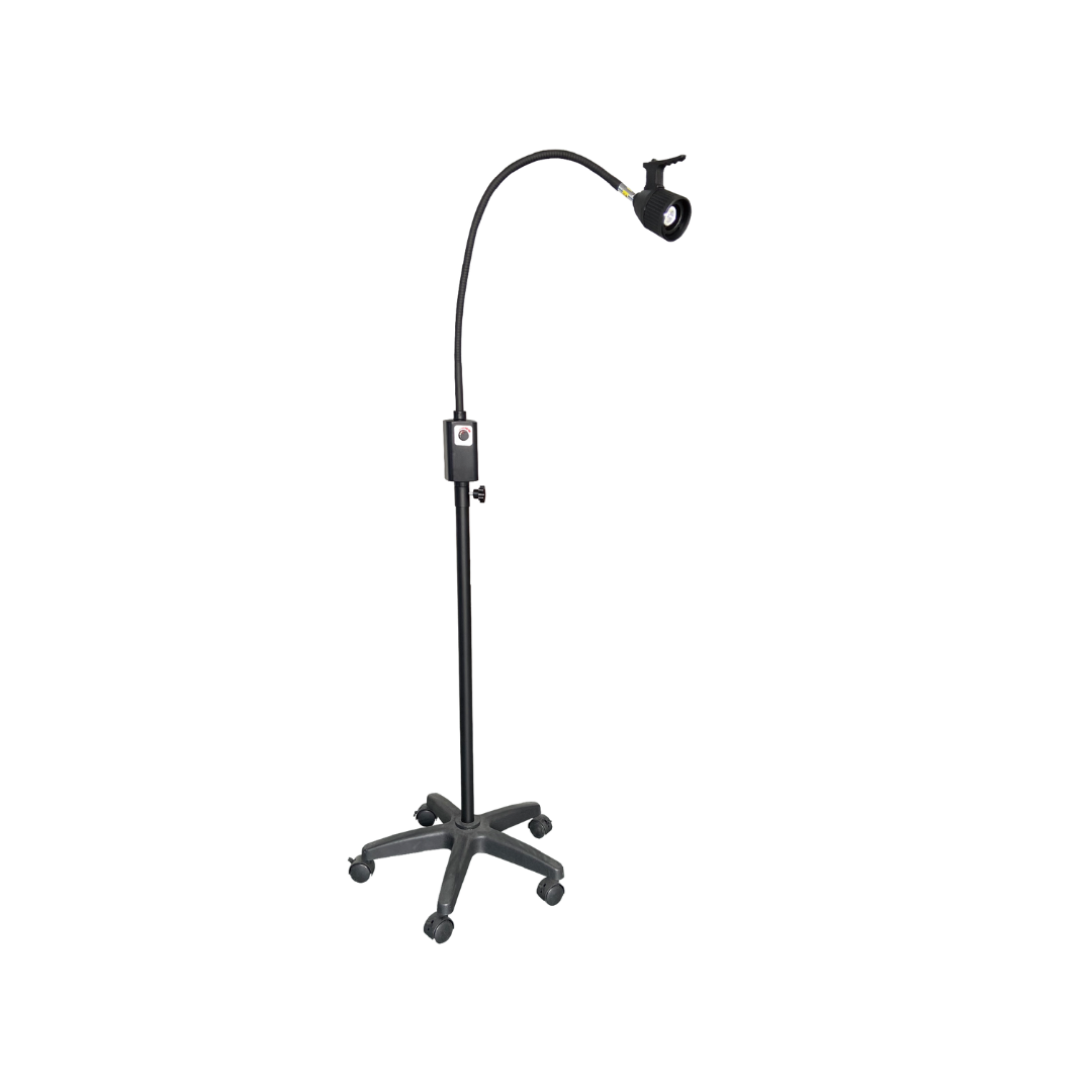 3W LED Examination Light with mobile base and wall mount in black– ideal for medical and clinical use.