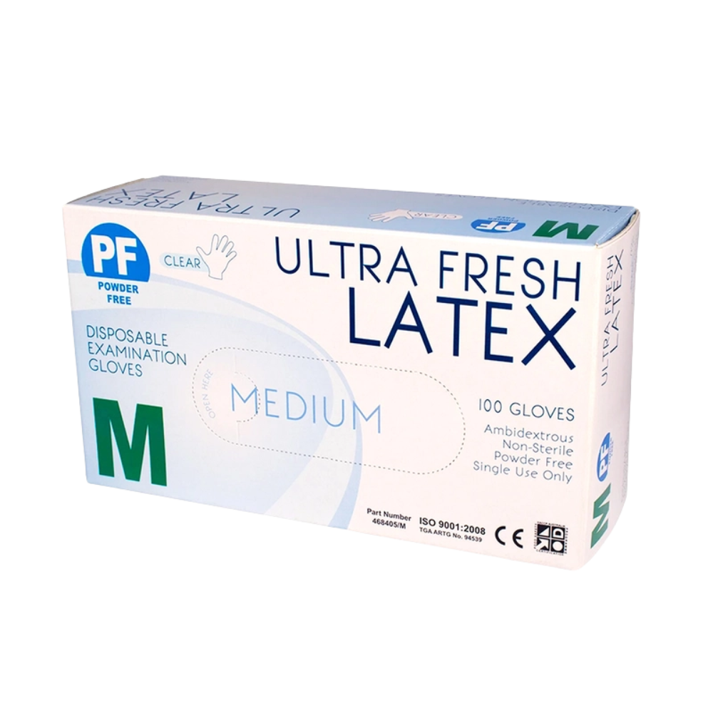 Ultra Fresh Latex Examination Powder Free Disposable Gloves