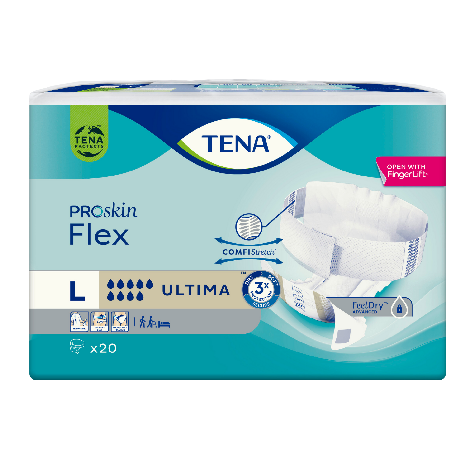 TENA ProSkin Flex Ultima - Belted Incontinence Briefs Size Large