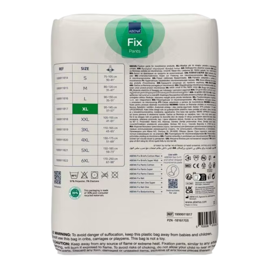 Abena Fix Super Pants – white unisex reusable support underwear for incontinence pads.