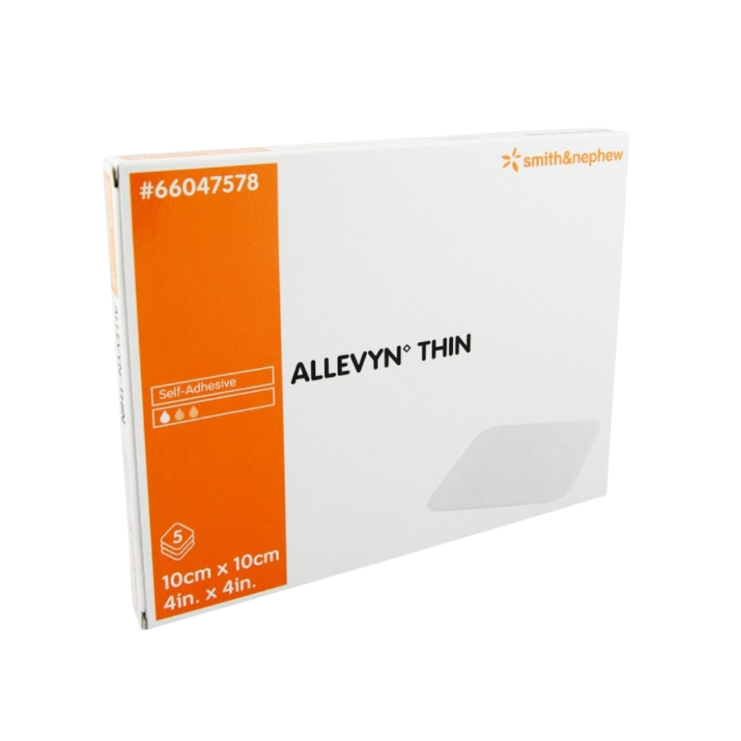 ALLEVYN Thin Dressing 10cm x 10cm – Ultra-thin wound dressing for lightly exuding wounds with waterproof protection