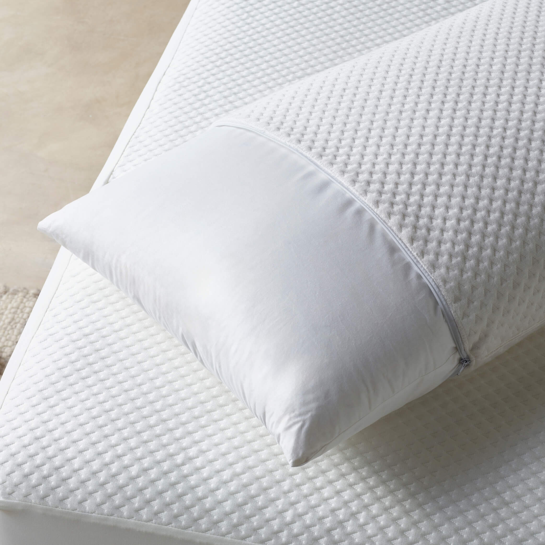 DuraDeluxe pillow waterproof protector unzipped