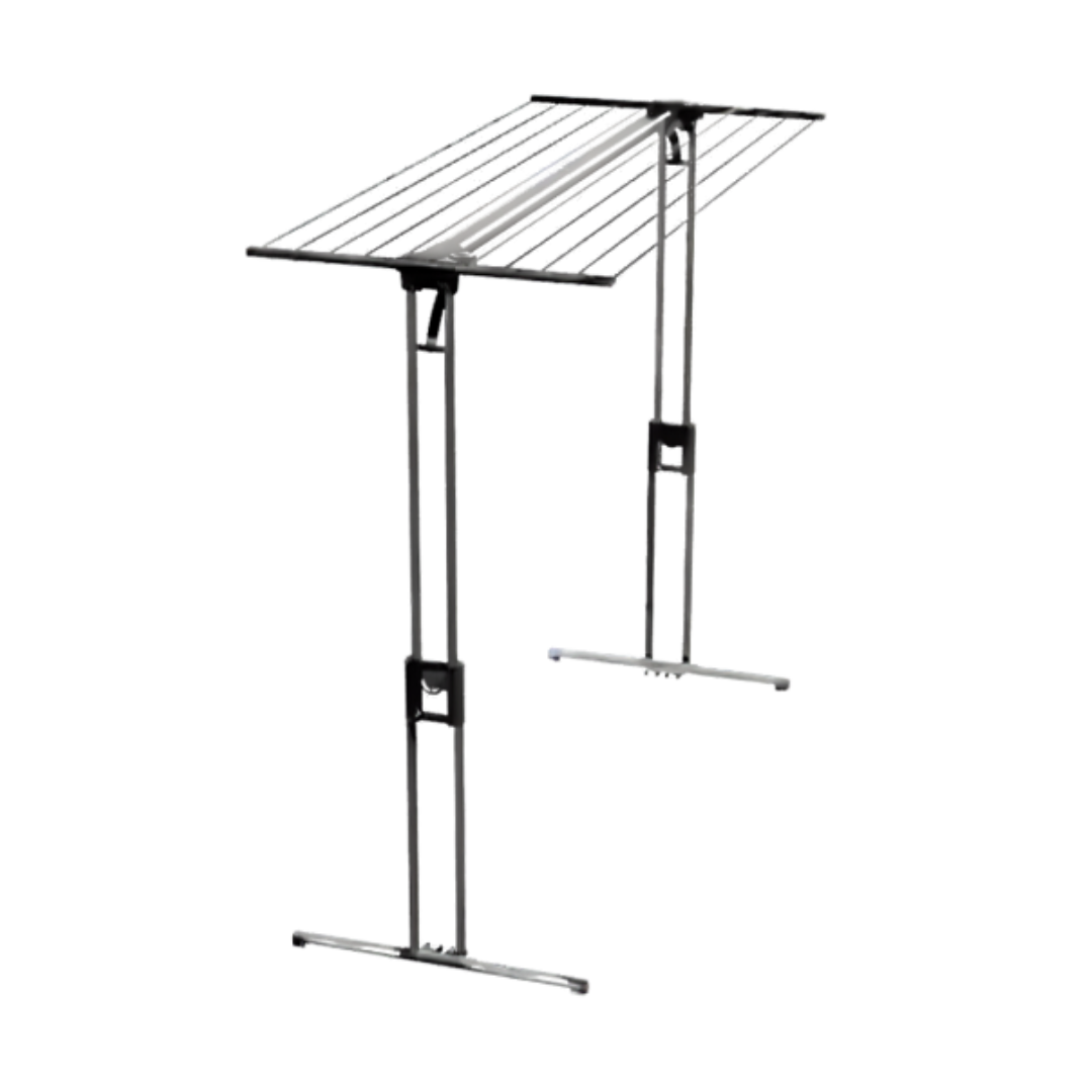 Ecodry Clothes Line with foldable, compact frame and multiple drying rails, designed for indoor use in small homes, aged care, or apartments.