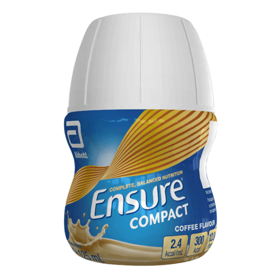 Ensure Compact 125ml nutritional drink bottle in assorted flavours – high-protein, high-calorie support in a small volume.