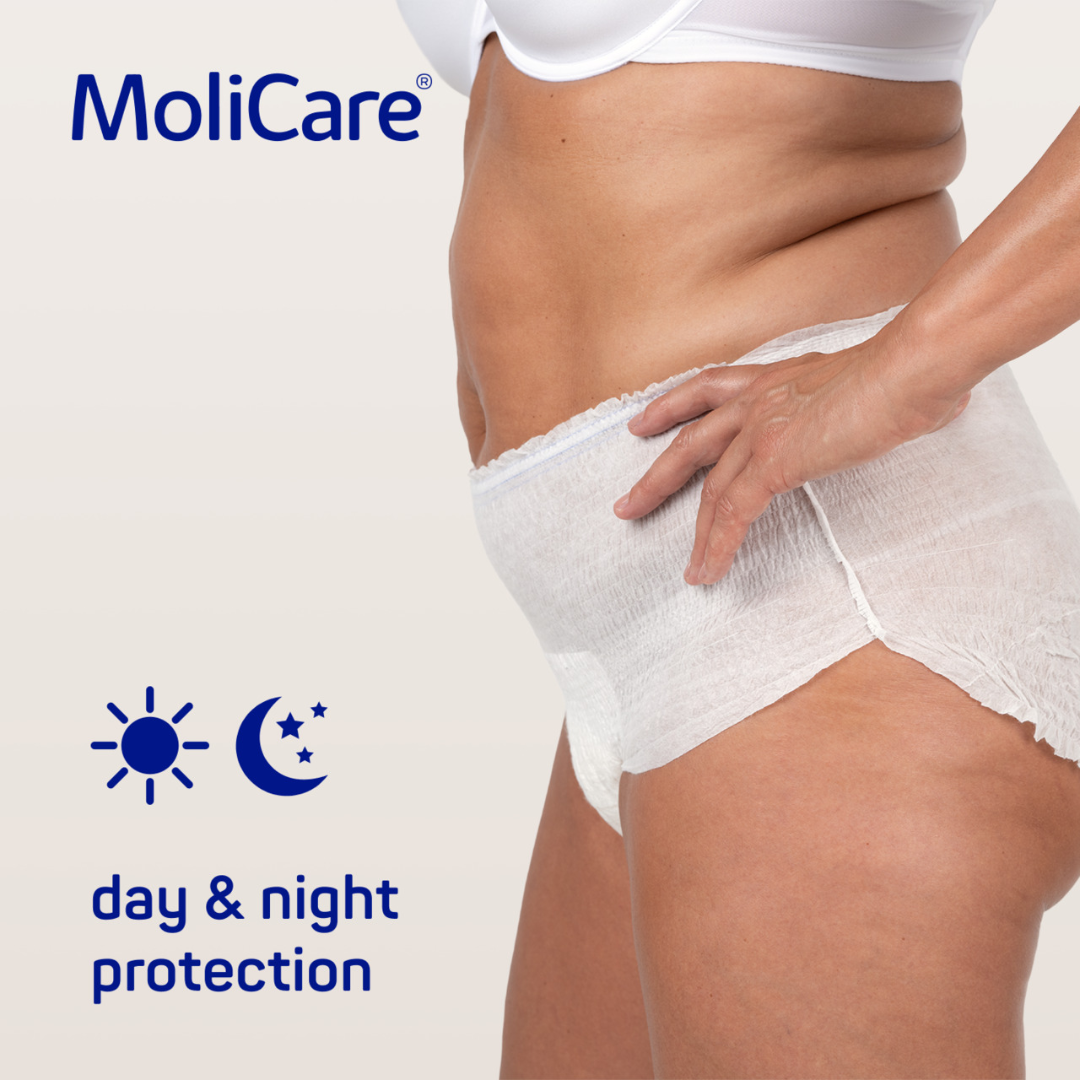 MoliCare Premium Mobile 10 Drops Large – High-absorbency pull-up incontinence pants for severe urinary leakage, with discreet underwear-like fit.