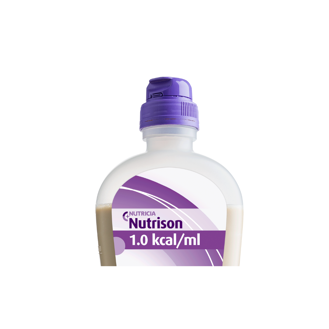 Nutrison 1000ml OpTri Bottle – fibre-free, complete enteral nutrition for residue-restricted diets and long-term tube feeding.