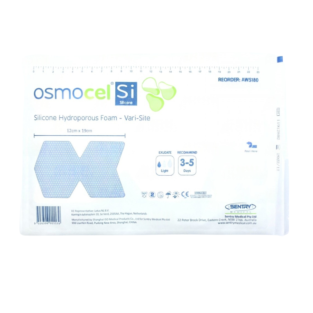 Osmocel Foam Vari-Site Non-Adhesive sterile foam dressing for wound protection and healing.