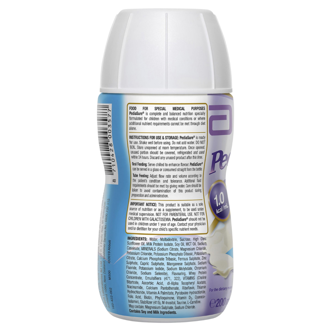 Pediasure Ready To Drink 200ml bottle – nutritional supplement for kids with essential vitamins, minerals, and protein.