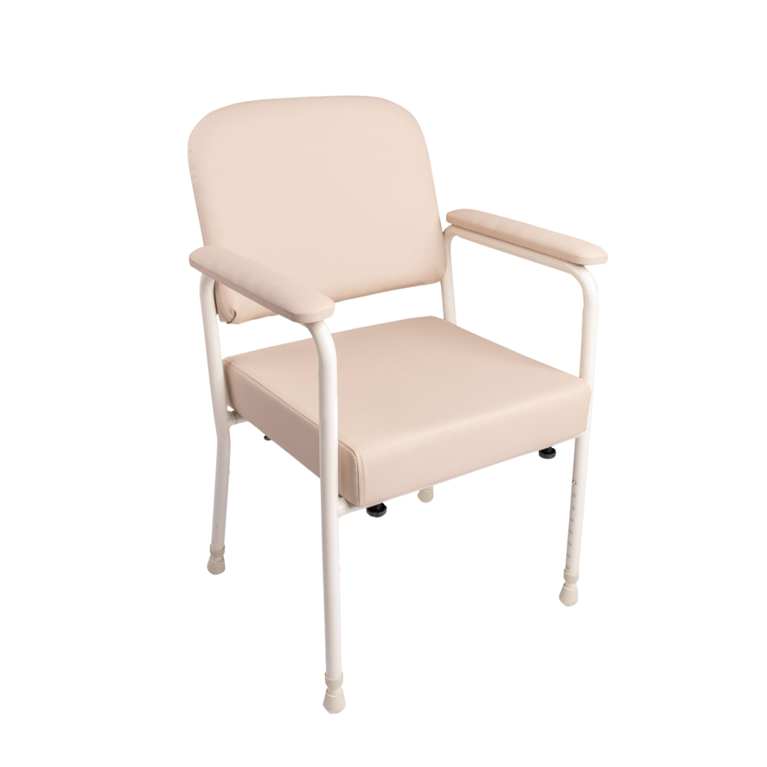 Royale Medical Chair Lowback with adjustable height, padded armrests, and contoured backrest for mobility support and comfort.