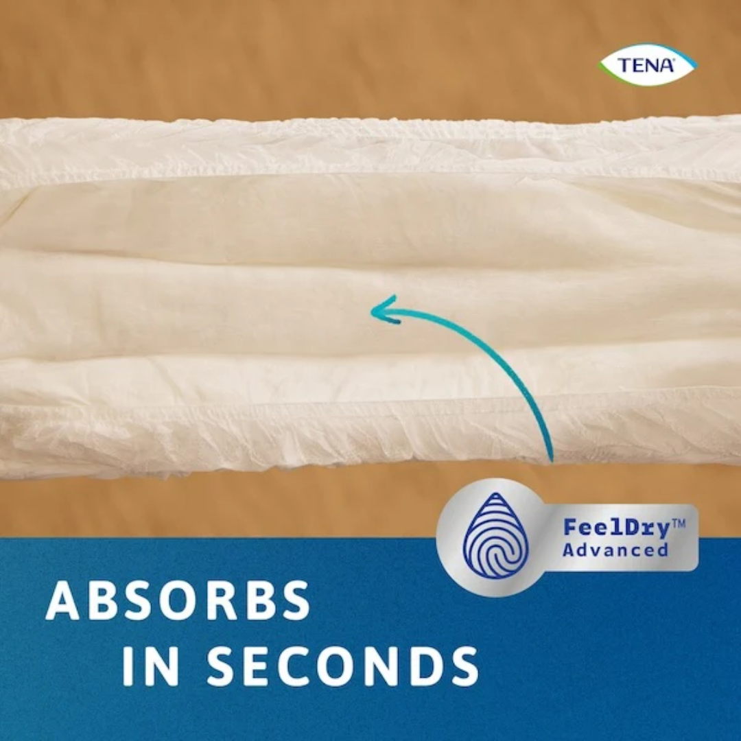 TENA Pants ProSkin Super Medium – high-absorbency pull-up incontinence pants for moderate to heavy leakage, designed for comfort and skin health.