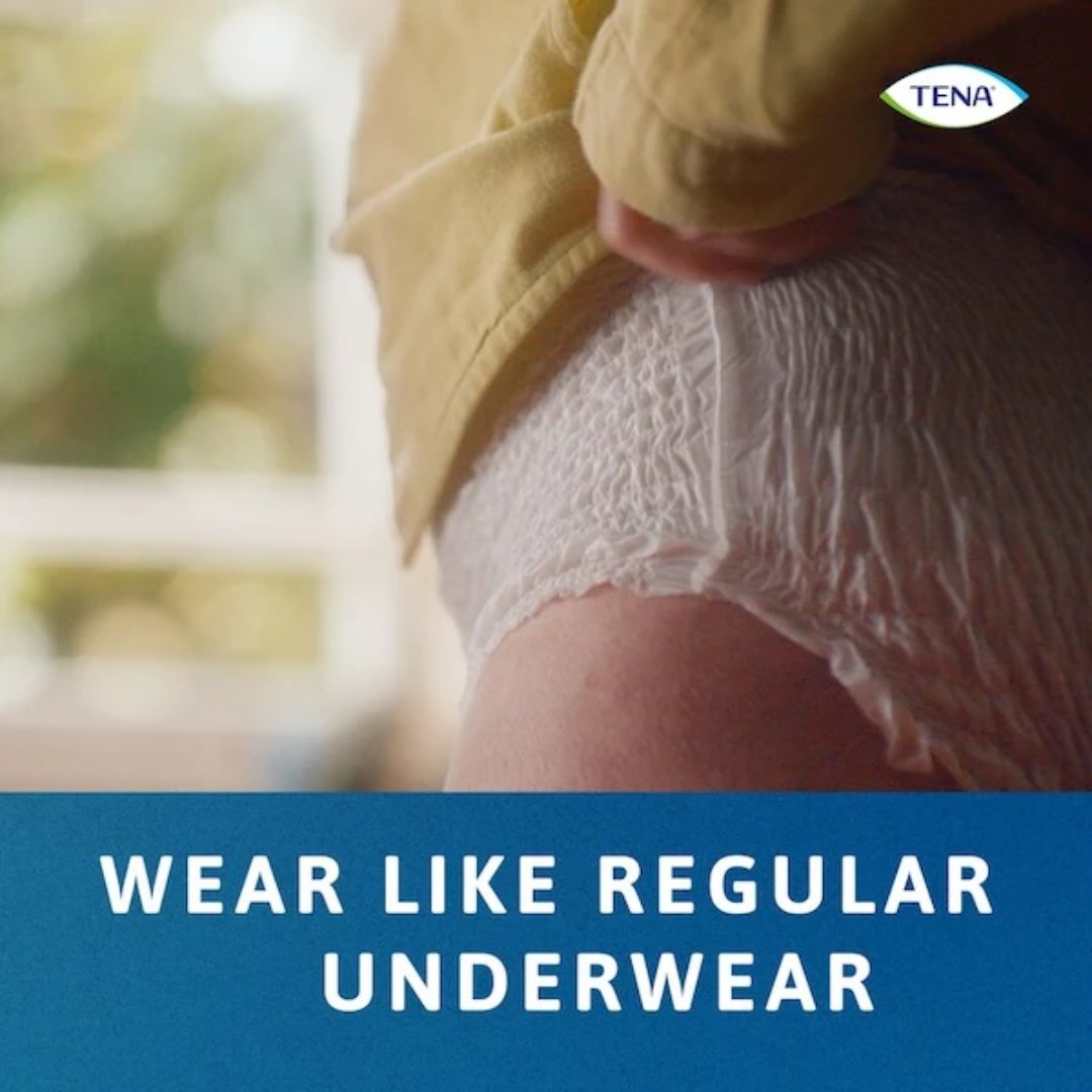 TENA Pants ProSkin Super Medium – high-absorbency pull-up incontinence pants for moderate to heavy leakage, designed for comfort and skin health.