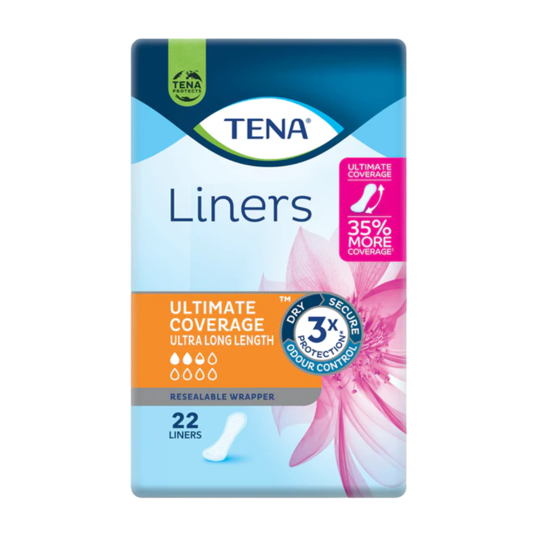 TENA Ultra Long Liners – Discreet, absorbent liners for light bladder leakage with extended coverage