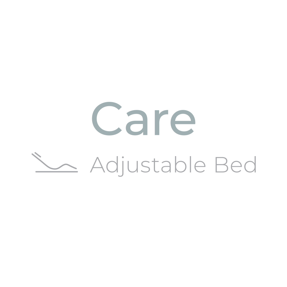 Aspire Care Adjustable Bed featuring minimalist design and icon, representing comfort and advanced bed functionality