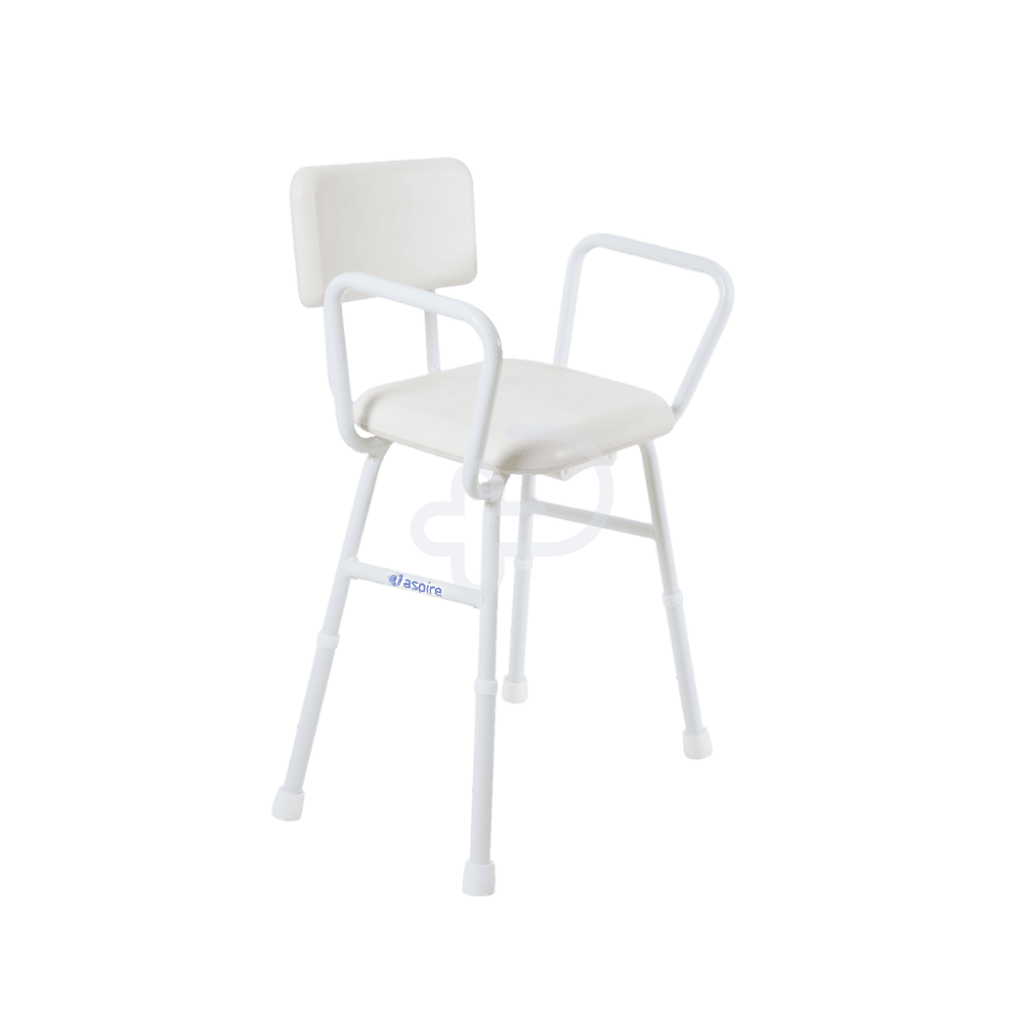 Aspire Shower Stool With Padded Seat & Back Steel Bath Aids