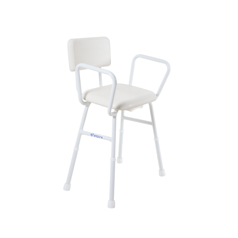 Aspire Shower Stool with Padded Seat & Back Steel