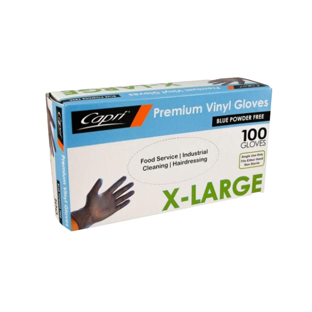 Capri Premium Blue Powder Free Vinyl Gloves