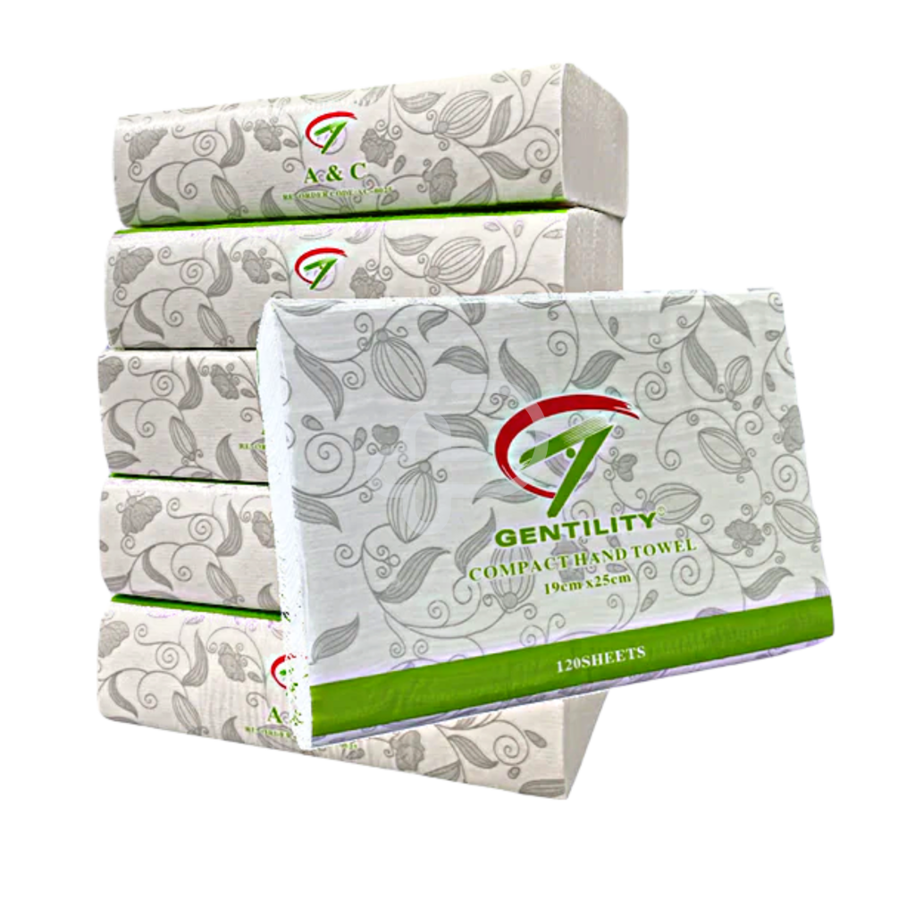 Gentility Compact Hand Towel Through Air Dried Paper 1Ply 19 X 25Cm
