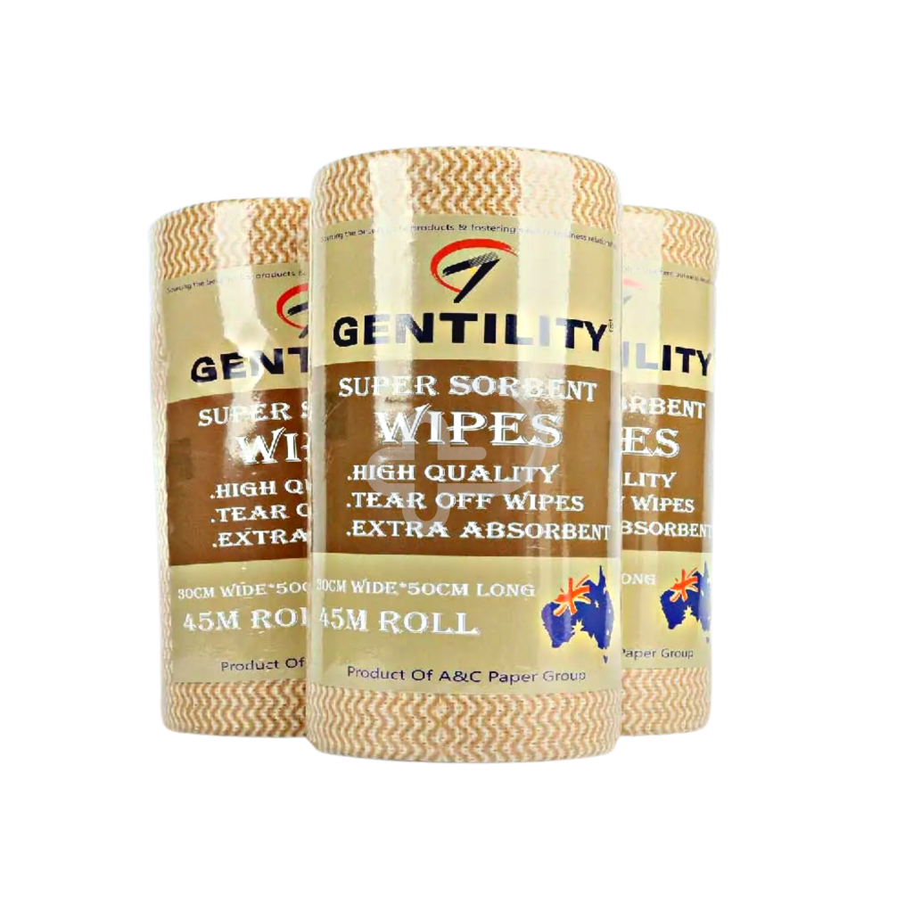 Gentility Extra Absorbent Wipes 30cm x 50cm 70gsm 45m Roll Brown