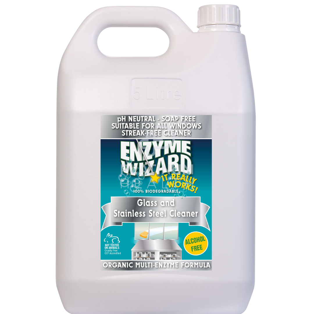 Enzyme Wizard Glass & Stainless Steel Cleaner 5 Litre Ready To Use Cleaning Solutions