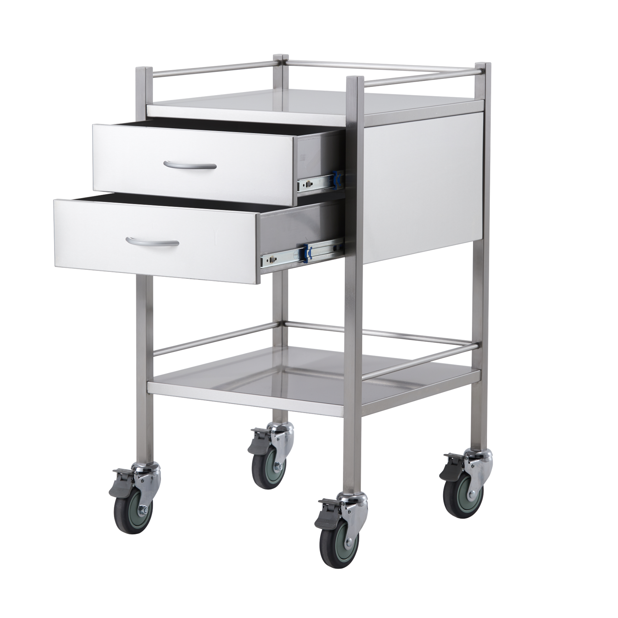 Stainless Steel Trolley Two Drawer Medical Carts & Trolleys