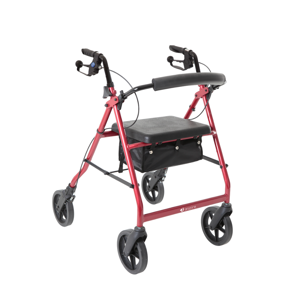 Aspire Deluxe Seat Walker/Rollator Red