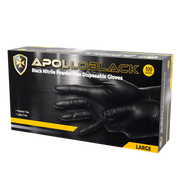 Box of Apollo 6g Black Nitrile Industrial Disposable Gloves – powder-free and latex-free with textured fingertips