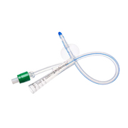 2-Way Foley Catheter Female Silicone Green 5-10ml 23cm 14FR, sterile single-use, female-specific length, colour-coded for safe bladder drainage.