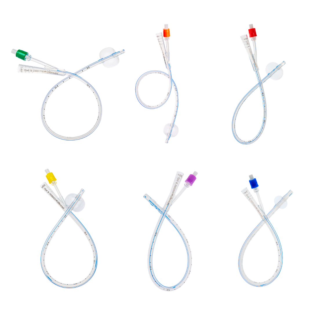2-Way Foley Catheter Open Ended 40cm with 10ml balloon, available in 14Fr to 24Fr sizes, sterile design with bilateral eyelets for safe bladder drainage.