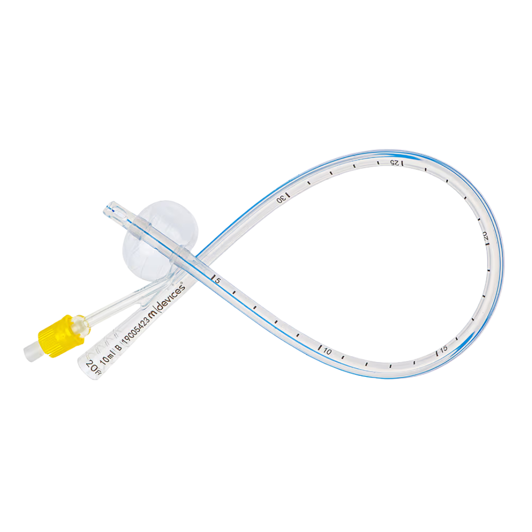 2-Way Foley Catheter Open Ended 40cm with 10ml balloon, available in 14Fr to 24Fr sizes, sterile design with bilateral eyelets for safe bladder drainage.