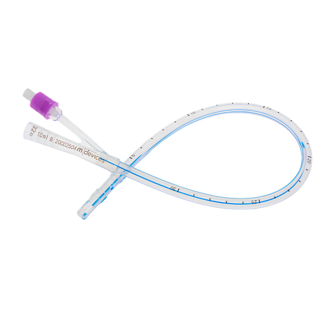 2-Way Foley Catheter Open Ended 40cm with 10ml balloon, available in 14Fr to 24Fr sizes, sterile design with bilateral eyelets for safe bladder drainage.