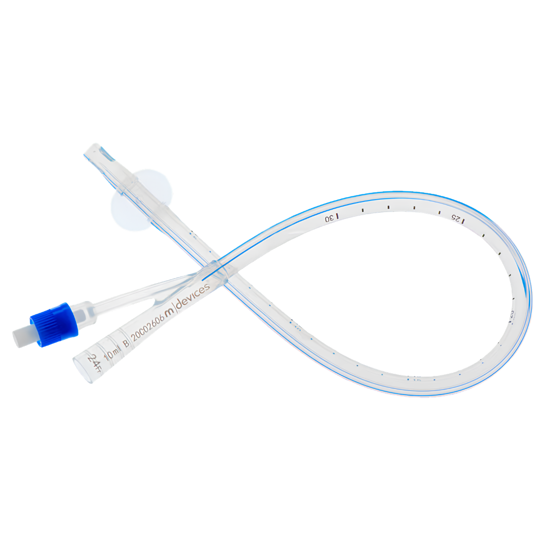 2-Way Foley Catheter Open Ended 40cm with 10ml balloon, available in 14Fr to 24Fr sizes, sterile design with bilateral eyelets for safe bladder drainage.