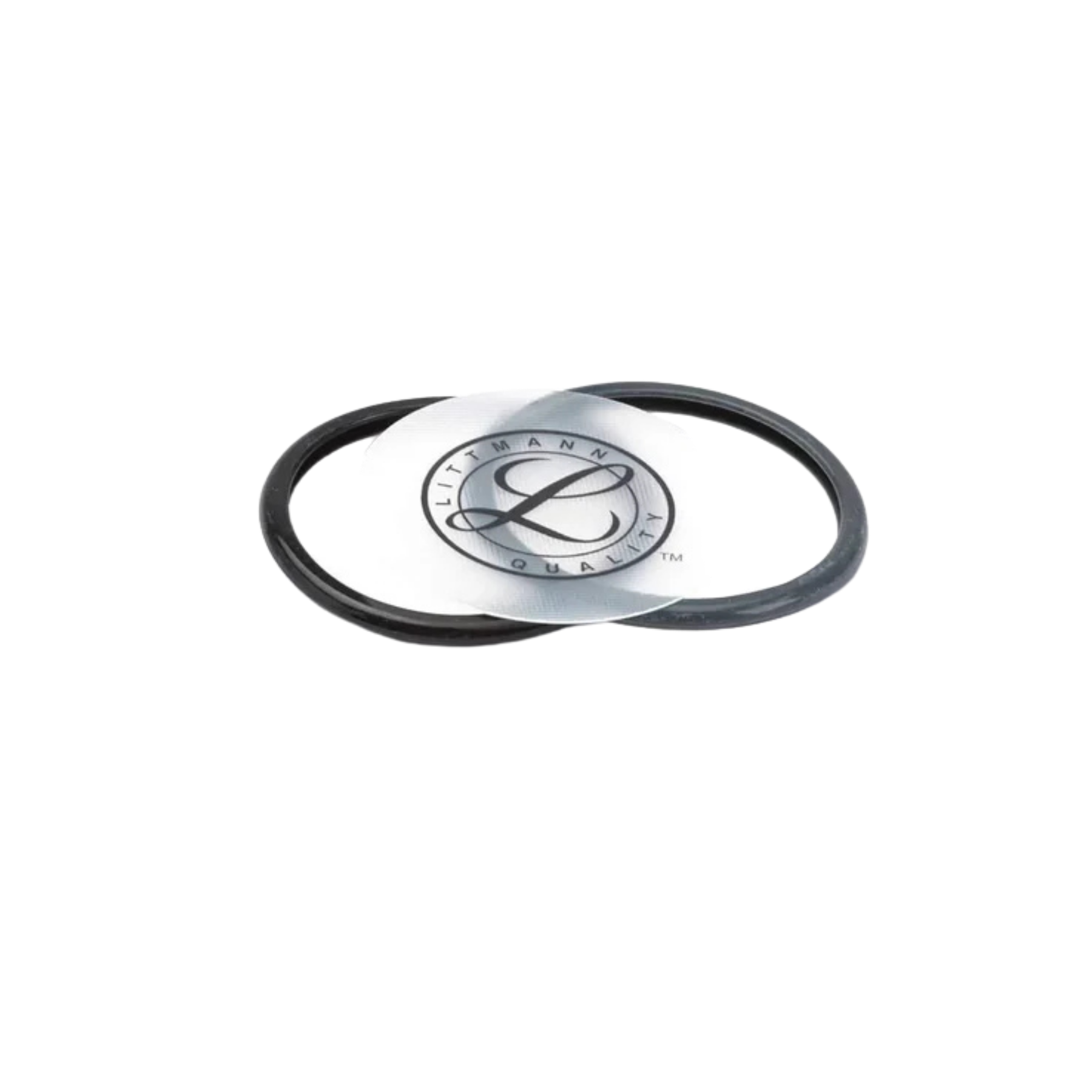 Front view of the 3M Littmann Classic II S.E. Spare Parts Kit in black, showing the retail packaging with the tunable diaphragm and two eartips visible.