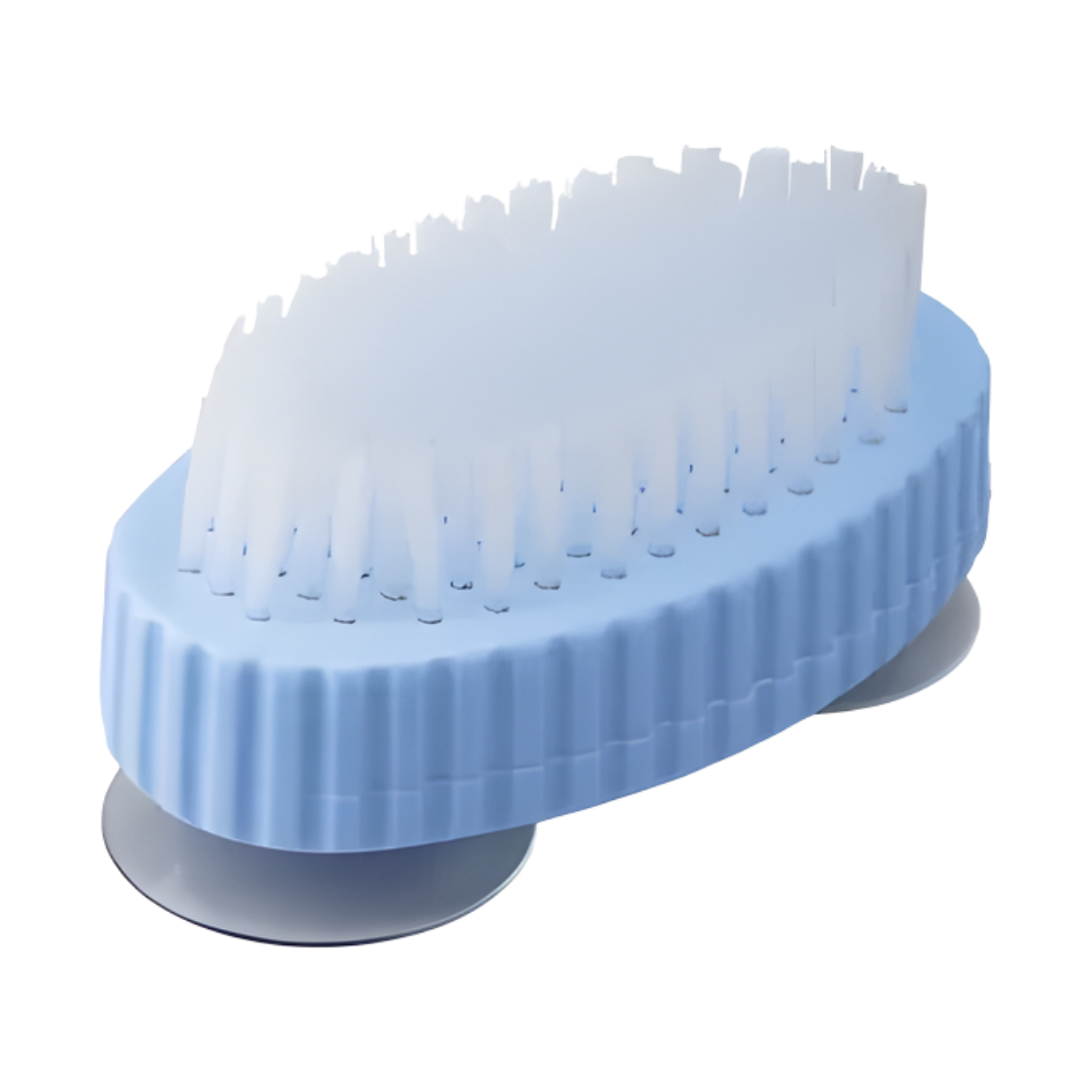 Nail or denture brush with suction caps, standard size, designed for hands-free cleaning to support independence in aged care and disability settings.