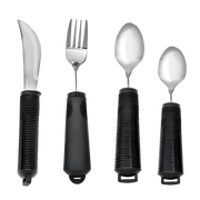 Bendable cutlery set of four with SuperGrip handles, designed for flexible dining support and independence for users with limited mobility or arthritis.