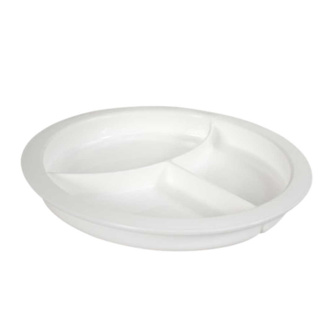 ADL Kitchen divided plate with three compartments, durable lightweight design, non‑slip base, supports portion control, independence, and safe daily dining.