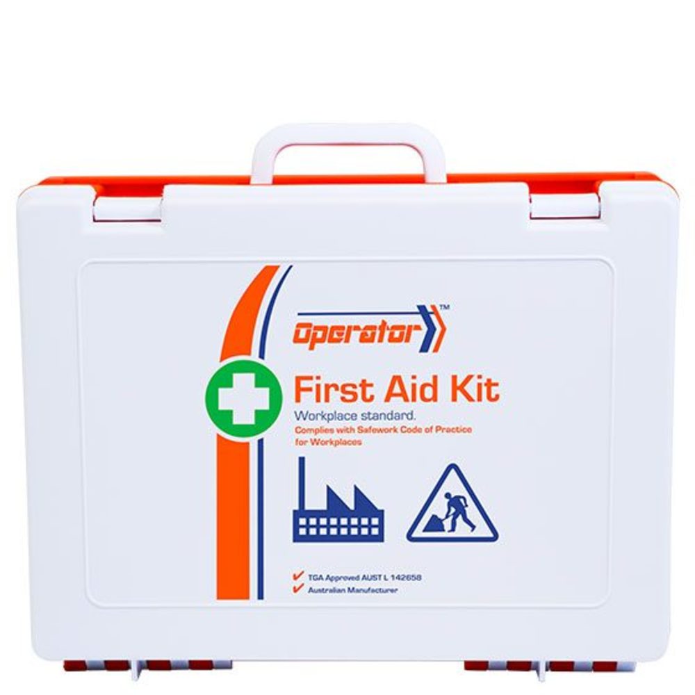 Operator 5 Series Plastic Rugged First Aid Kit, white rugged plastic case with carry handle