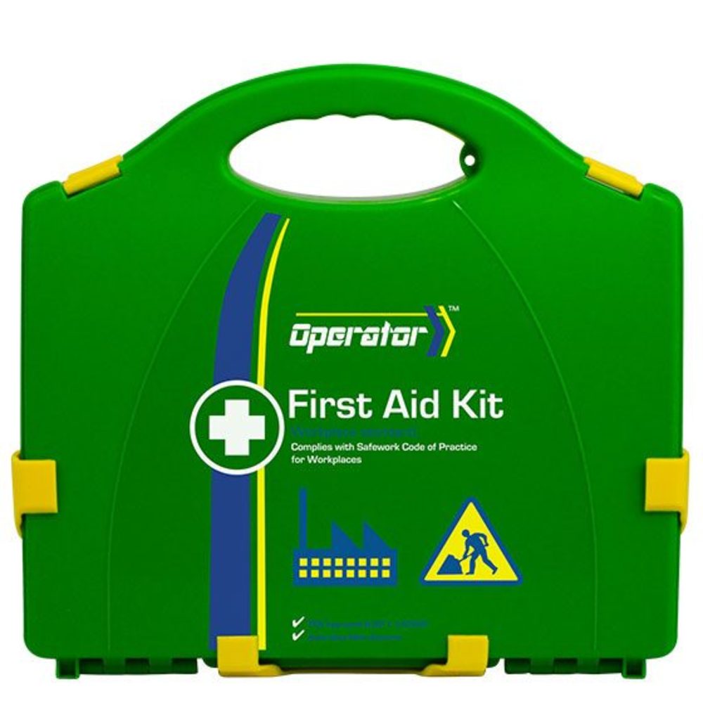 Operator 5 Series Plastic Neat First Aid Kit, green plastic case with carry handle