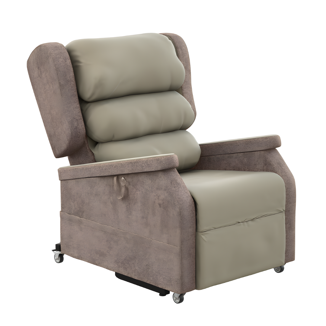 Accora Configura Comfort Lift Chair with lift and recline functions, available in Duratek fabric or vinyl finishes, in small, medium, and large sizes.