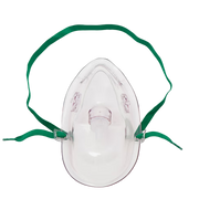 Adolescent clear oxygen mask with tubing, adjustable straps, and nose clip designed for safe, comfortable oxygen therapy for young patients.