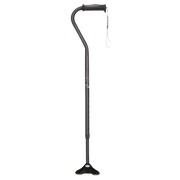 Airgo Comfort Plus Mini Quad Cane with compact quad base and cushioned handle, available in black, blue, and burgundy.