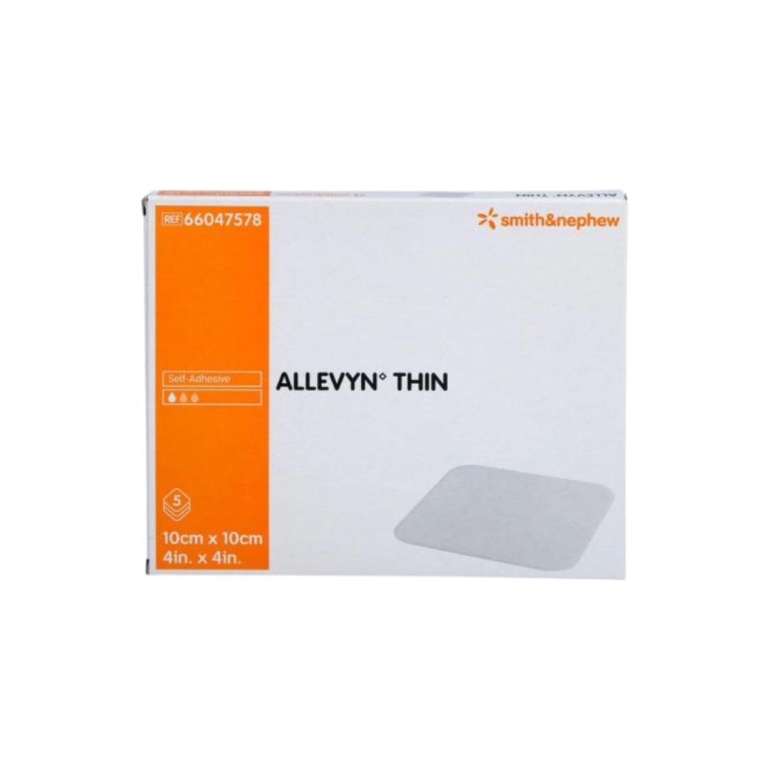 ALLEVYN Thin Dressing 10cm x 10cm – Ultra-thin wound dressing for lightly exuding wounds with waterproof protection