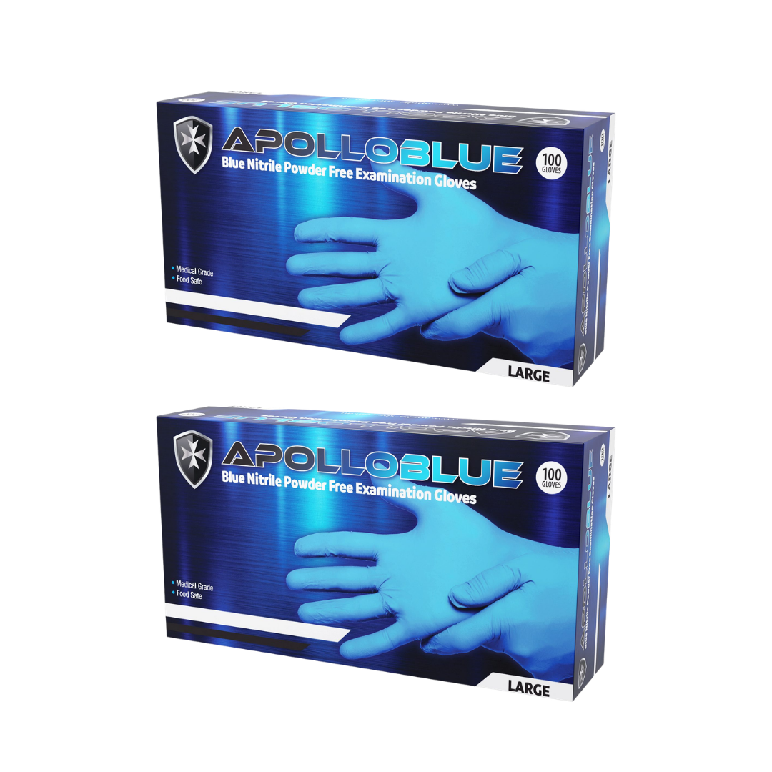 Apollo Blue Nitrile Examination Gloves Medium / 10 Boxes Per Carton