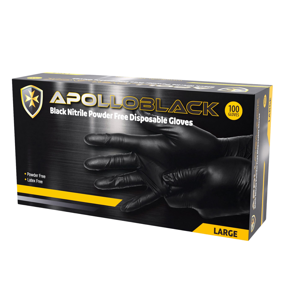 Apollo Heavy Duty 6g Black Nitrile Industrial Powder Free Disposable Gloves
