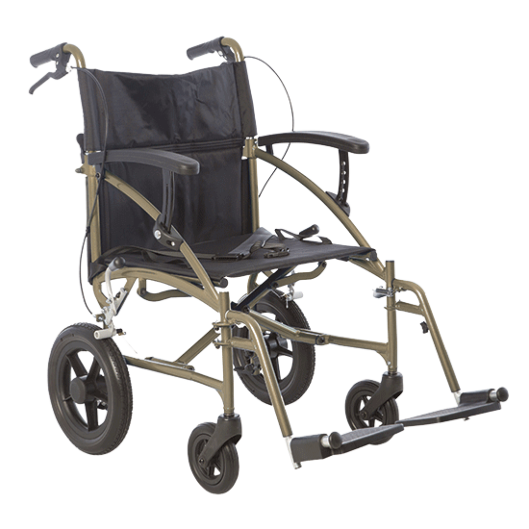 Aspire Lite and Lite Transit Wheelchairs featuring lightweight aluminium frames and folding design for convenient transport and everyday mobility.