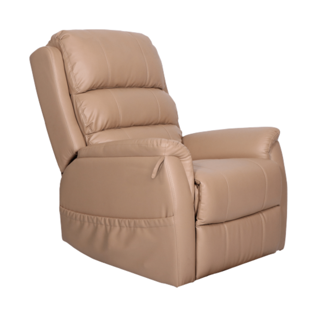 Aspire Oregon Lift Recliner Chair with dual motor and padded fabric in Charcoal, ideal for mobility support and daily comfort.