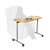 Aspire Overchair Table with beech laminate top, height-adjustable frame and wheels for use over chairs or recliners.