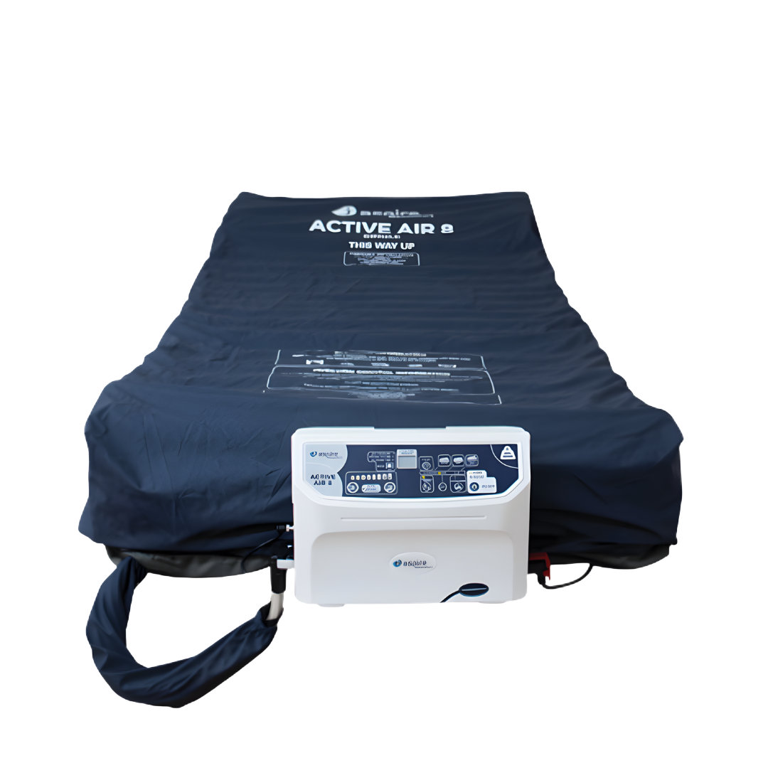 Aspire Active Air 8 alternating mattress replacement providing advanced pressure relief for high‑risk users, available in single and king single sizes for clinical care.