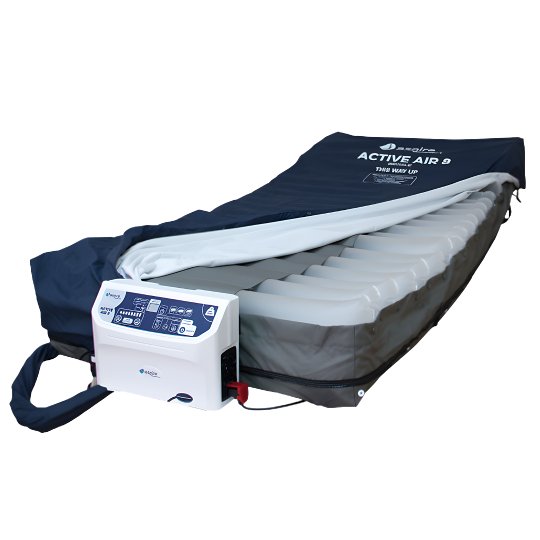 Aspire Active Air 8 alternating mattress replacement providing advanced pressure relief for high‑risk users, available in single and king single sizes for clinical care.
