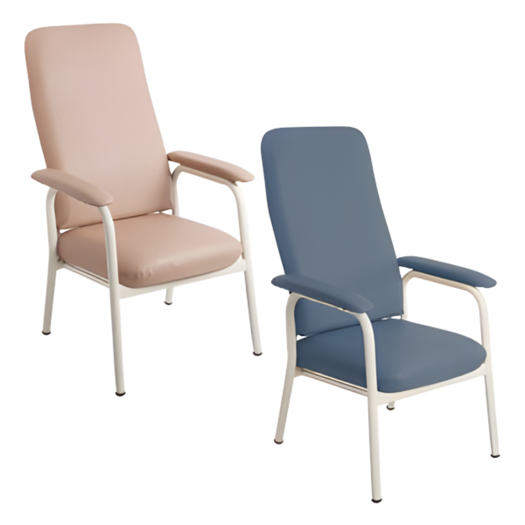 Aspire High Back Classic Day Chair in Champagne and Slate finish, offering supportive comfort and stability for aged care and daily living use.