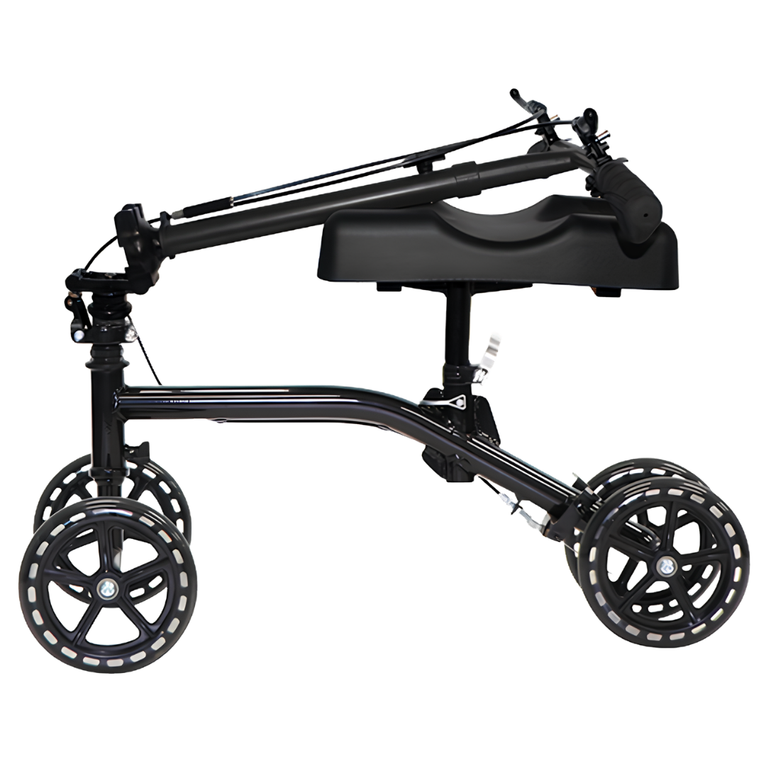 Aspire Knee Walker in sleek black finish, designed for mobility support, offering comfort, stability, and independence during lower leg recovery.